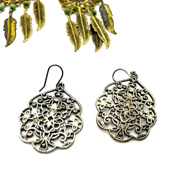 Earring Lot Boho Hippie Dangle Earrings 6 pairs Fun Beads Rhinestones Dangle - Picture 7 of 8